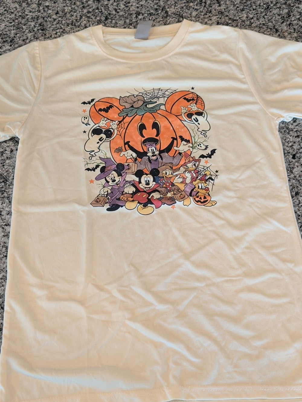 Disney White Kids Halloween Pumpkin Graphic Tee with Mickey & Friends